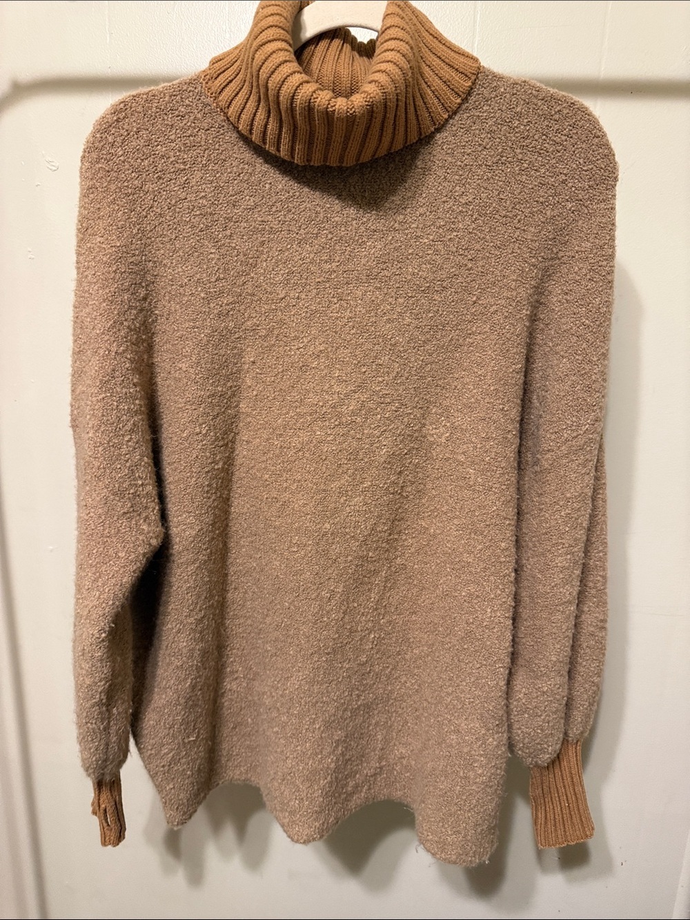 Offline by aerie XS oversized Cozy Turtleneck Bouclé Sweater in Camel - Picture 2 of 10